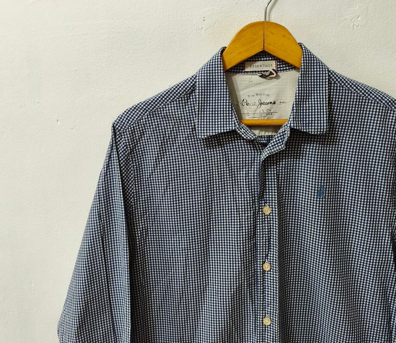 Chemise à carreaux bleu et blanc Pepe Jeans homme Taille L – photo 5